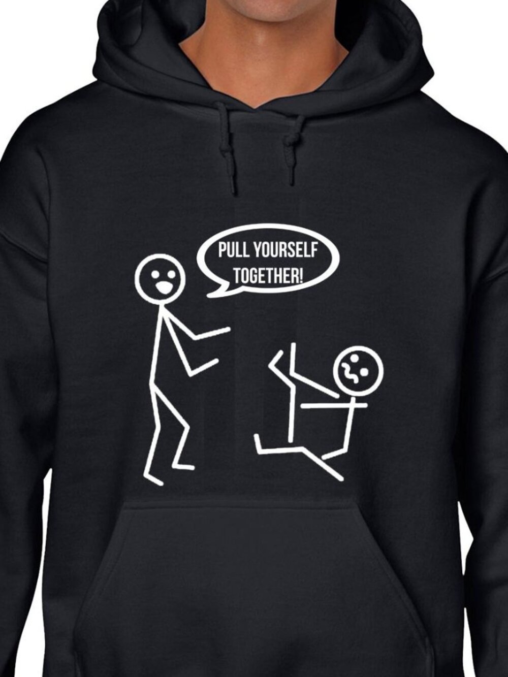 New Pull Yourself Together Stickmen Black Hoodie Fleece Sweatshirt